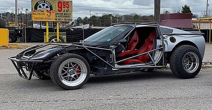 Chevrolet Corvette C7 avariat a fost transformat într-un offroader postapocaliptic inspirat din Mad Max