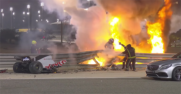 Cursă infernală de Formula 1 în Bahrain: un pilot scapă din ghearele focului după un accident cumplit, altul se răstoarnă cu bolidul său