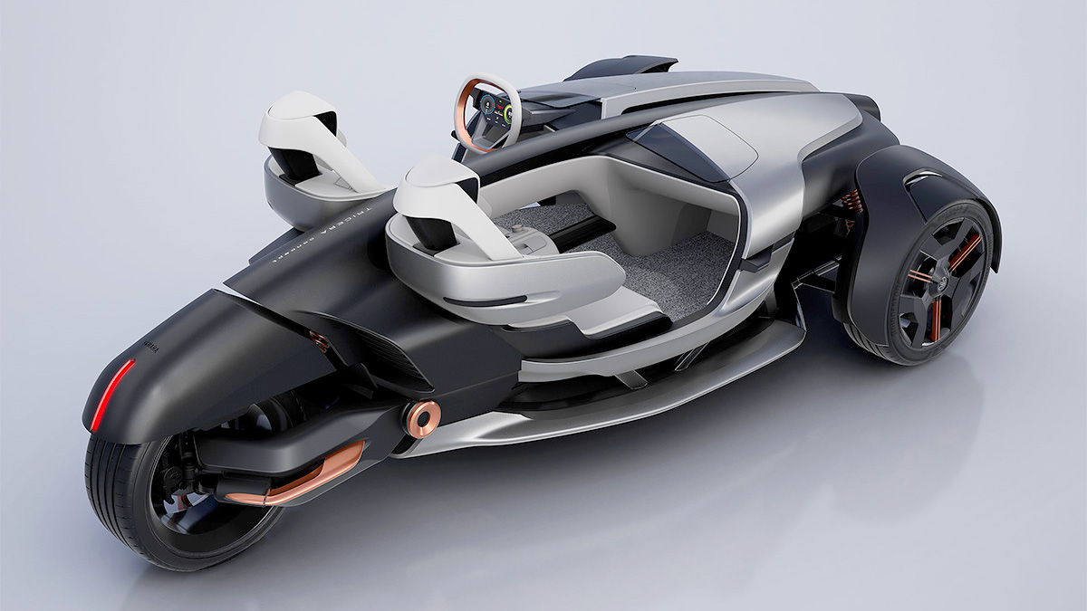 Yamaha a creat Tricera, prototipul unei maşini cu 3 roţi pentru pasionaţii viitorului, şi o motocicletă cu inteligenţă artificială, care poate merge singură pe 2 roţi